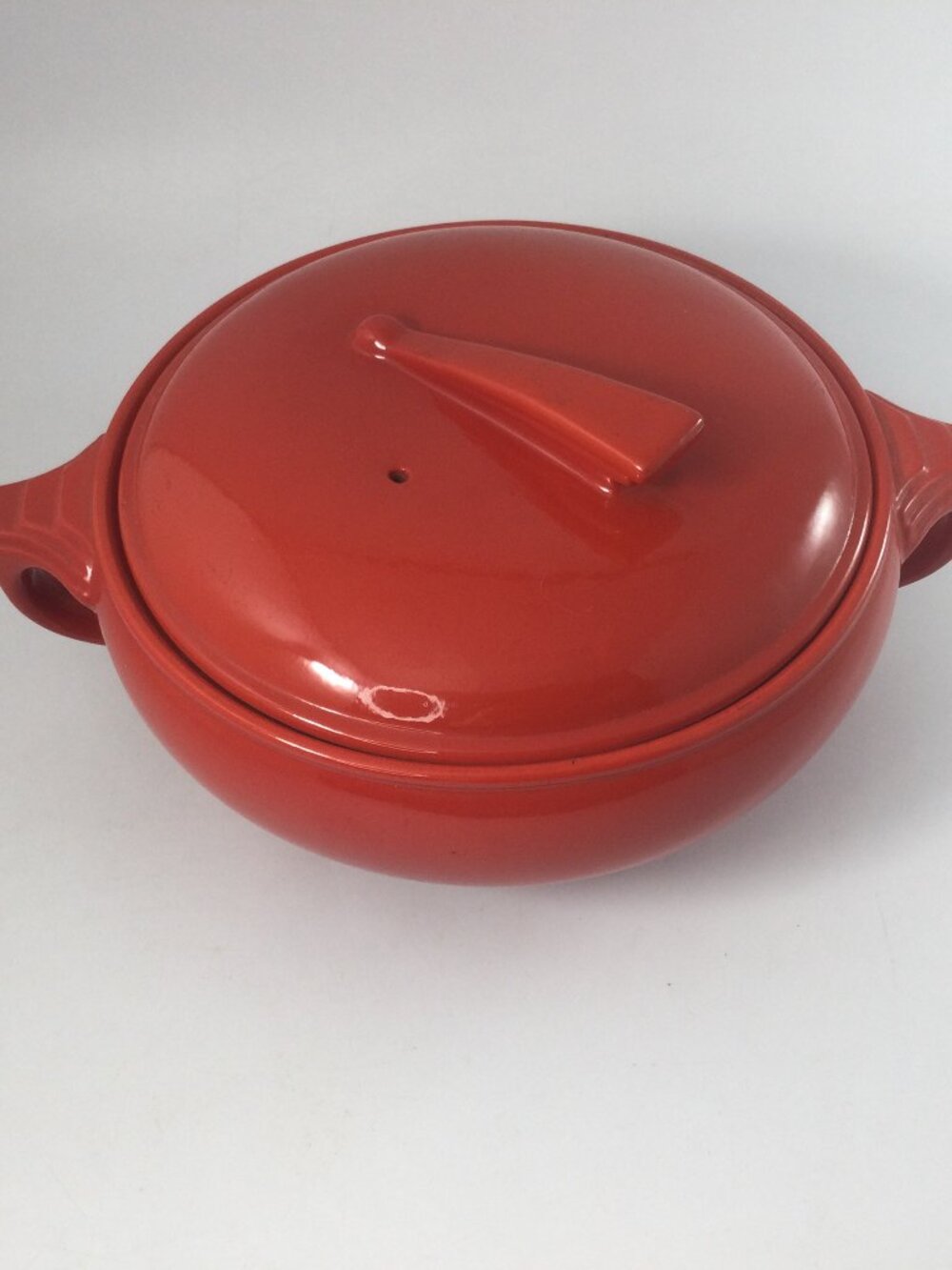 Vintage Hall China Sundial Covered Casserole Dish Lid Red Glaze 10.5" W
